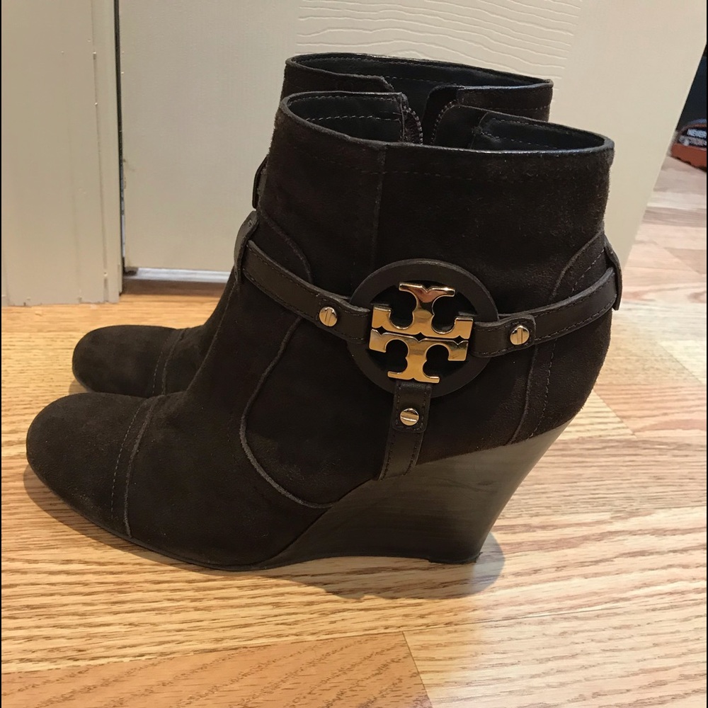 Tory Burch suede wedge booties